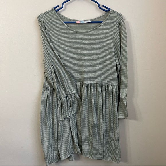 FREE PEOPLE FP BEACH Jess Dress Size Medium in Sage Green Striped - Picture 3 of 10